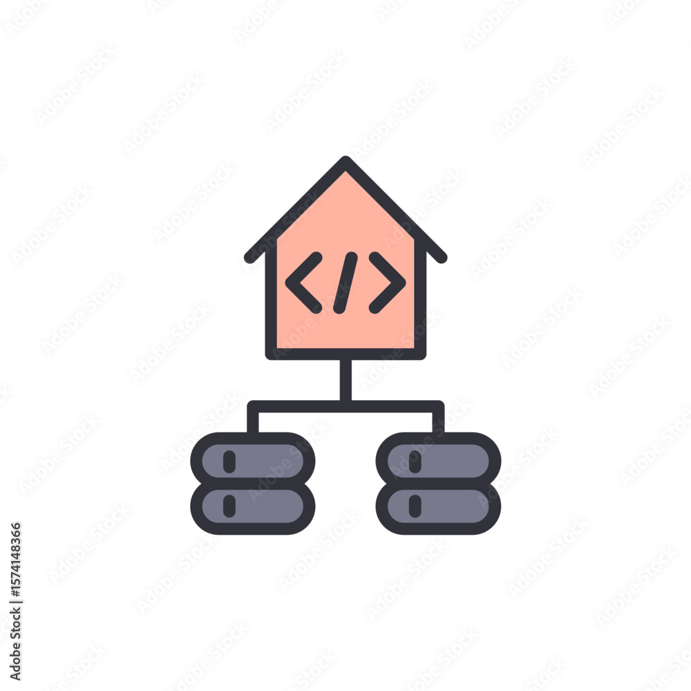 Poster stylized diagram depicting website structure and data storage solution