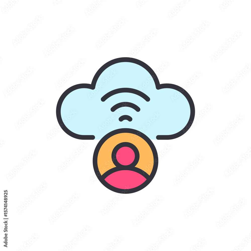Poster cloud computing user access icon concept for digital connectivity