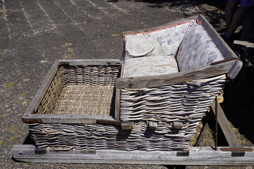The wicker sledges were originally used in the 19th century as a fast means of transportation for...