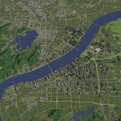 3D illustration of city and urban in Hangzhou China