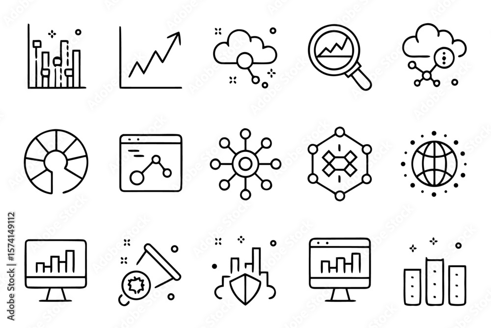 Poster comprehensive collection of clean modern line style graphical elements for digital platforms focusin
