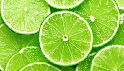 Vibrant Fresh Lime Slices: A Zesty Citrus Fruit Background Composition