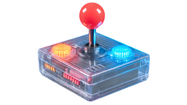 Illuminated Arcade Joystick, isolated on transparent background