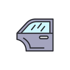 Stylized Car Door Illustration On Transparent Background Minimalist Design