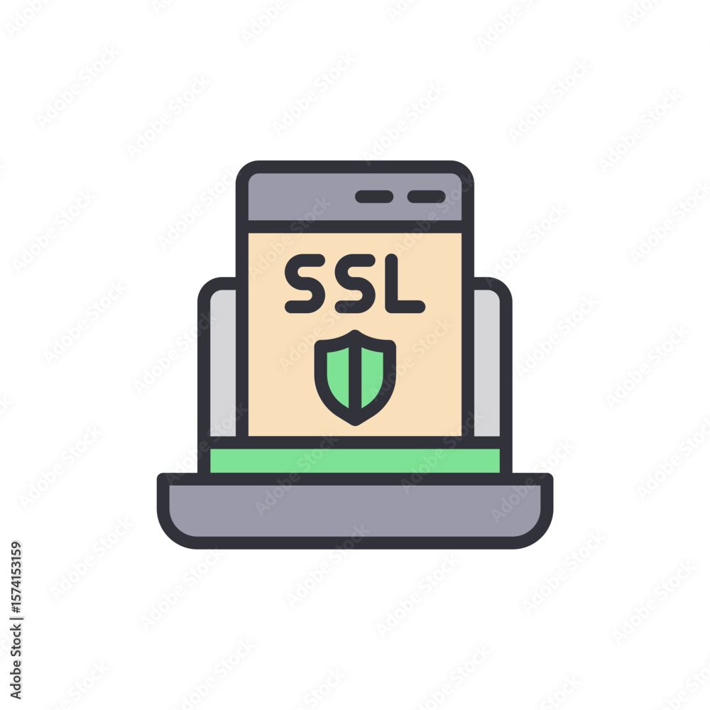 Poster stylized ssl protection icon representing secure web connection