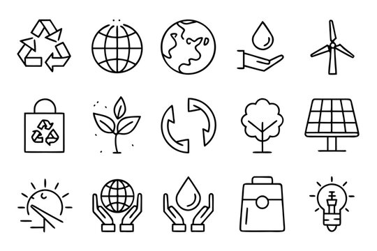 Comprehensive set of clean line graphics symbolizing fair trade principles ethical sourcing and global environmental responsibility perfect for business presentations and educational materials