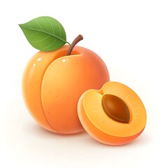 Juicy Apricot: Fresh Fruit, Vibrant Color, Healthy Eating 3D icon high quality resolution
