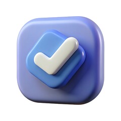 3D Render:  Blue Checkmark Icon, Approval Symbol,  Positive Feedback, Success Indicator,  Digital Confirmation, UI Element, Website Button, App Graphic 3D icon high quality resolution