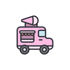 Whimsical Ice Cream Truck Illustration With a Transparent Backdrop