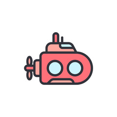 Cartoon Submarine With Detailed Outline For Underwater Exploration