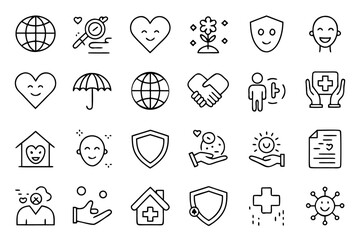 Global connection and collaboration symbols for diverse networks featuring abstract globe elements and interconnected shapes in a vibrant palette