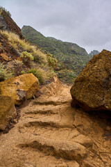 Eroded volcanic trail in Anaga