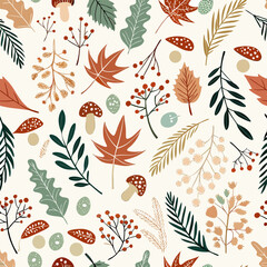 Fototapeta premium seamless pattern with autumn leaves