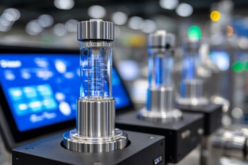 High-tech laboratory equipment with digital displays and precision instruments