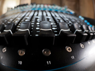 musical mixer detail close up