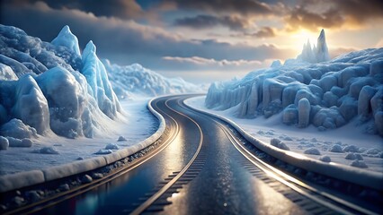 Winter Wonderland: A Serene Drive Through a Frozen Landscape 3D icon high quality resolution
