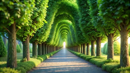 Lush Green Tree Tunnel: Nature's Serene Pathway 3D icon high quality resolution