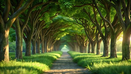 Serene Tree-Lined Path: Nature's Tranquil Escape 3D icon high quality resolution