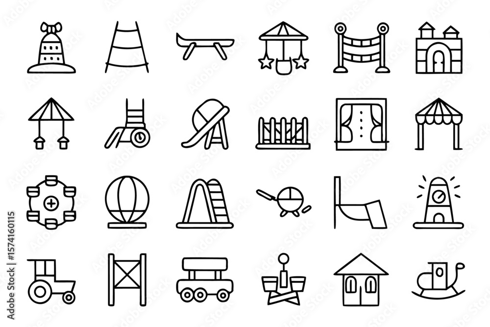 Poster comprehensive collection of playful playground elements designed for application interfaces featurin