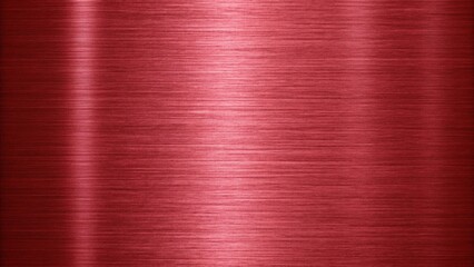A closeup view of a brushed red metal surface with horizontal lines and a subtle sheen