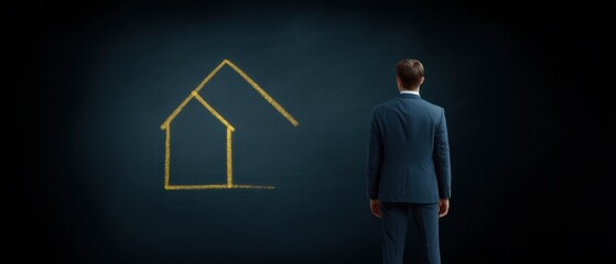 Businessman visualizes future home design in modern workspace digital concept indoor environment inspired perspective