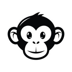 Cute cartoon monkey head illustration with a friendly smile.