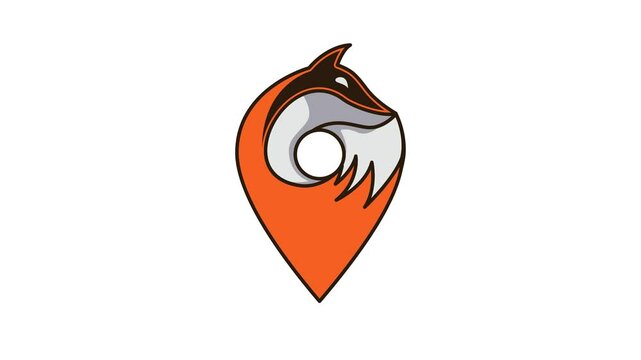 animated vector pop-up pin fox logo design