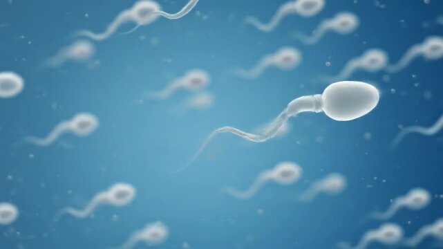 Detailed microscopic view of sperm cells in motion