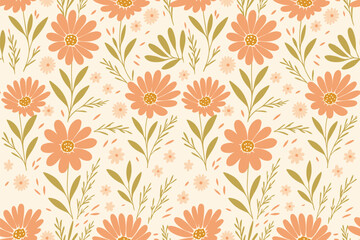 Floral Abstract Seamless Pattern, Suitable for Fashion Design, Decoration, Fabric, Wallpaper and Printing on Beige Background