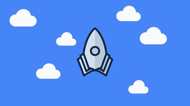 animated rocket book flying logo vector design