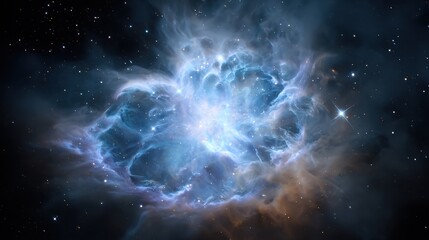 Blue and Orange Nebula in Deep Space