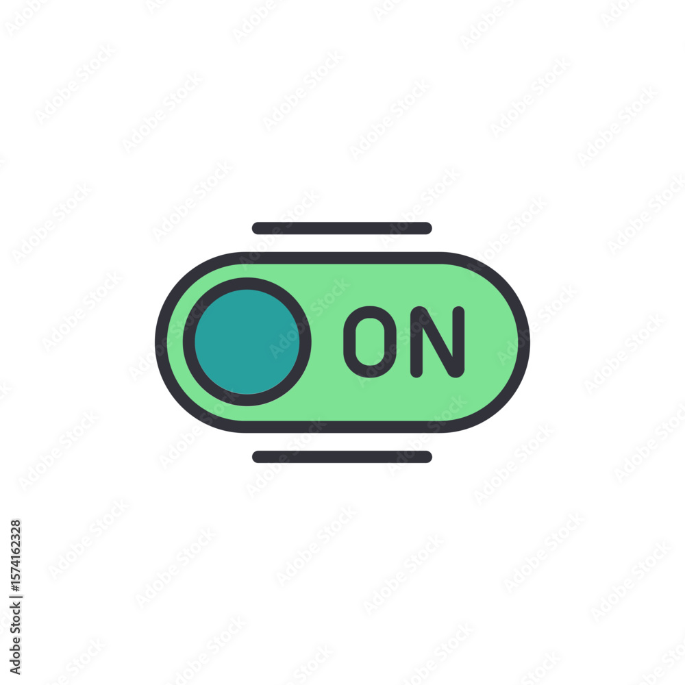 Poster green on off toggle switch with circular slider for interface design