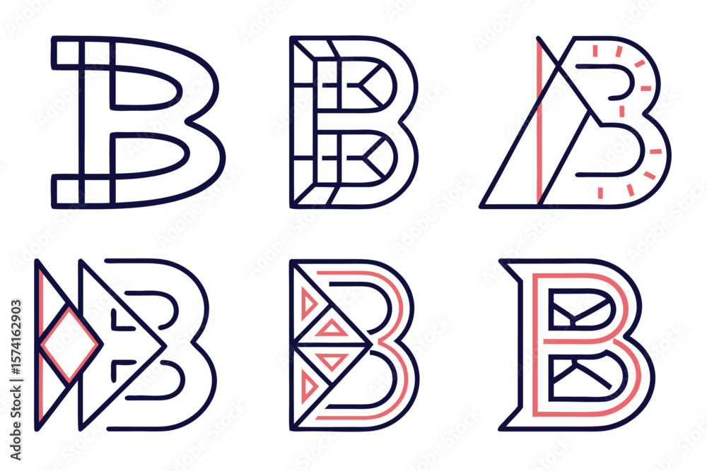 Fototapete modern abstract letter b emblem design featuring bold geometric shapes and a striking color palette 