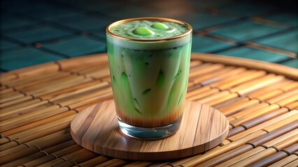 Vibrant Matcha Latte: A Refreshing Beverage 3D icon high quality resolution
