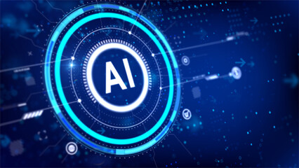 AI Artificial intelligence with circle HUD head up display interface for technology futuristic...