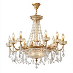 Elegant gold chandelier with crystal accents and candle style bulbs