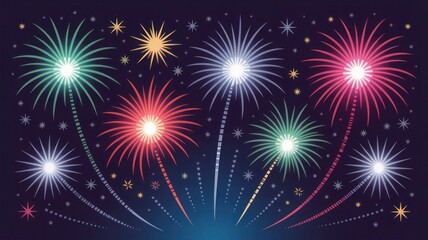 Festive fireworks display illuminating the dark night sky with sparkling stars