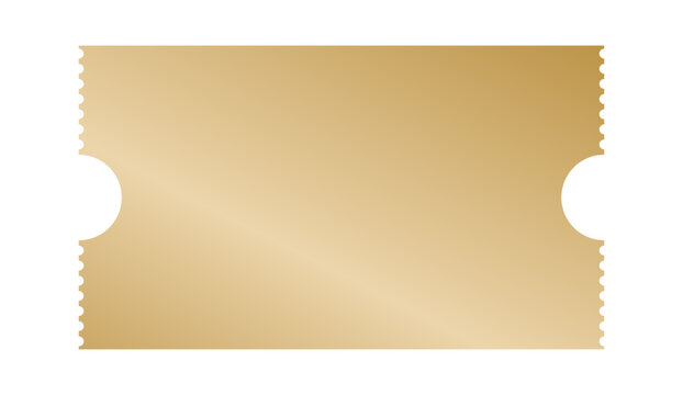 Realistic gold ticket on white background, perfect for VIP access, raffle, lottery, or event invitation designs. - Powered by Adobe