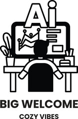 Fototapeta premium A man is sitting at a desk in front of a computer monitor