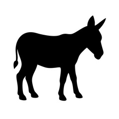 Fototapeta premium Donkey Silhouette Icon – Flat Black Farm Animal Vector 