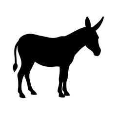 Obraz premium Donkey Silhouette Icon – Flat Black Farm Animal Vector 