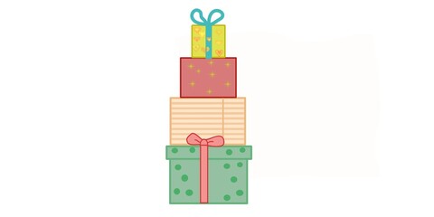 Stacked Colorful Gift Boxes with Bows &ndash; Flat Illustration