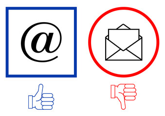 Email is good, classic paper mail is bad. Vector illustration