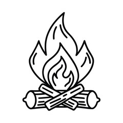 monochrome campfire illustration with logs  flak 