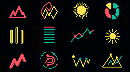 Colorful infographic icons representing growth, data, and nature for presentations
