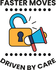 A lock with a key and a megaphone