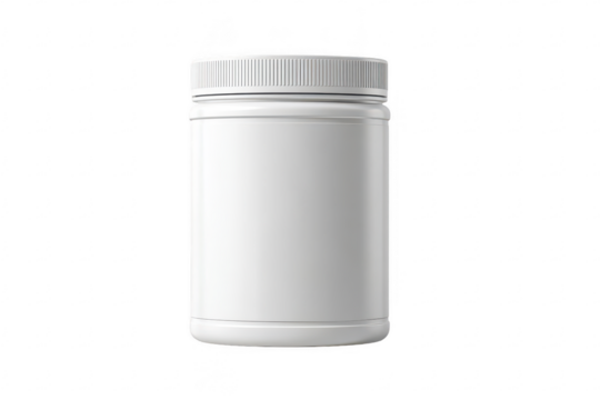 Blank white plastic jar, lid