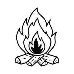 monochrome campfire illustration with logs  flak 
