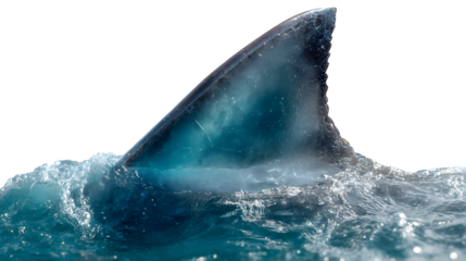Shark Fin Emerging from Water, isolated on transparent background