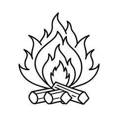 monochrome campfire illustration with logs  flak 